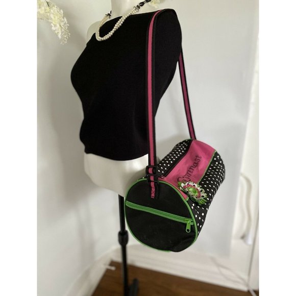 Gymnastics Bag Gymnast Duffle‎ Overnight Tote Adjust Handle Zip Polka Dot Flower - Picture 4 of 12